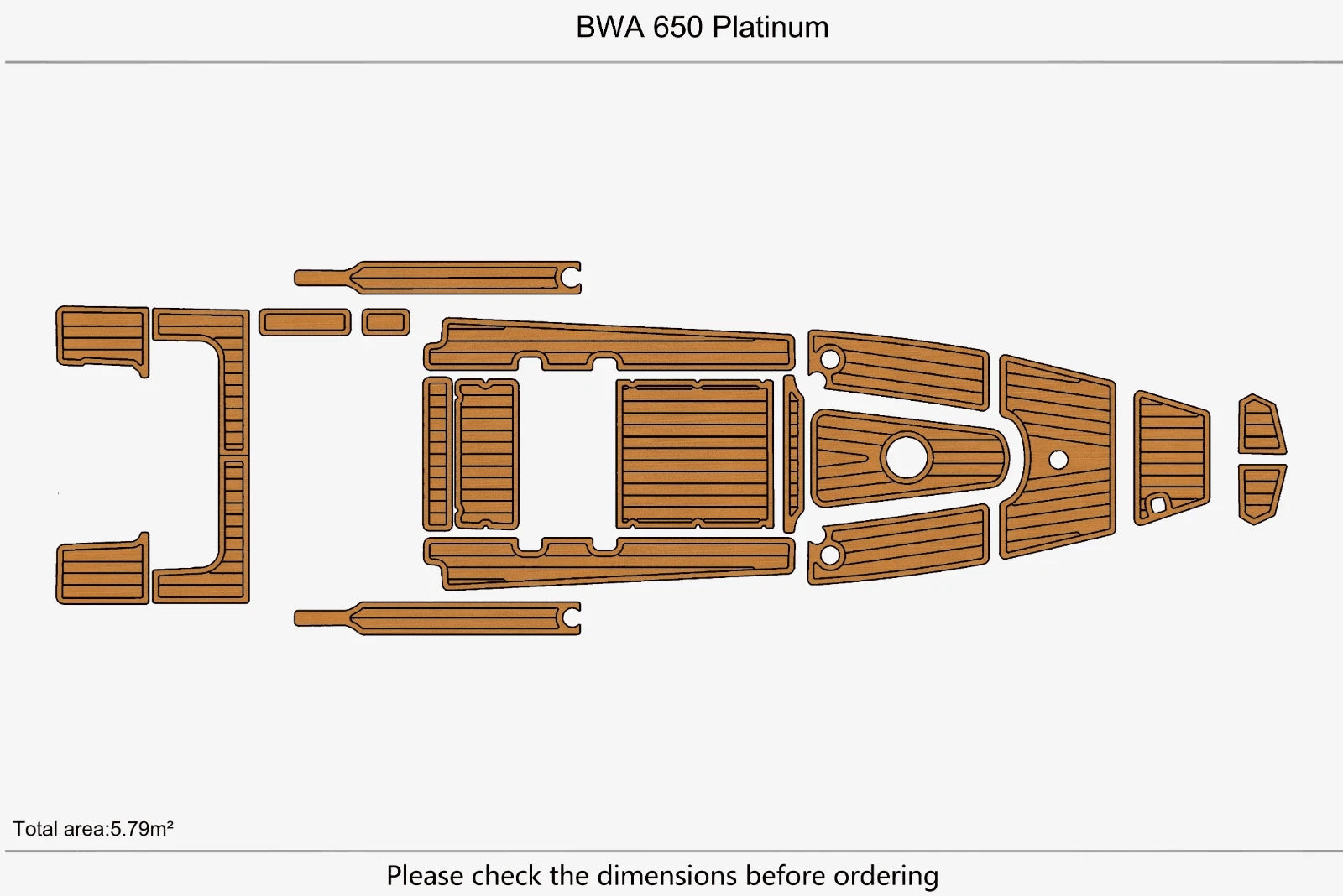 EVA Pad Teak Faux Flooring Mat for BWA 650 Platinum Cockpit