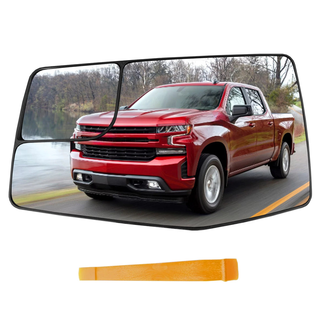 Driver Side Mirror Glass with Blind Spot Lens for GMC Sierra, Chevy Silverado (2019–2024)