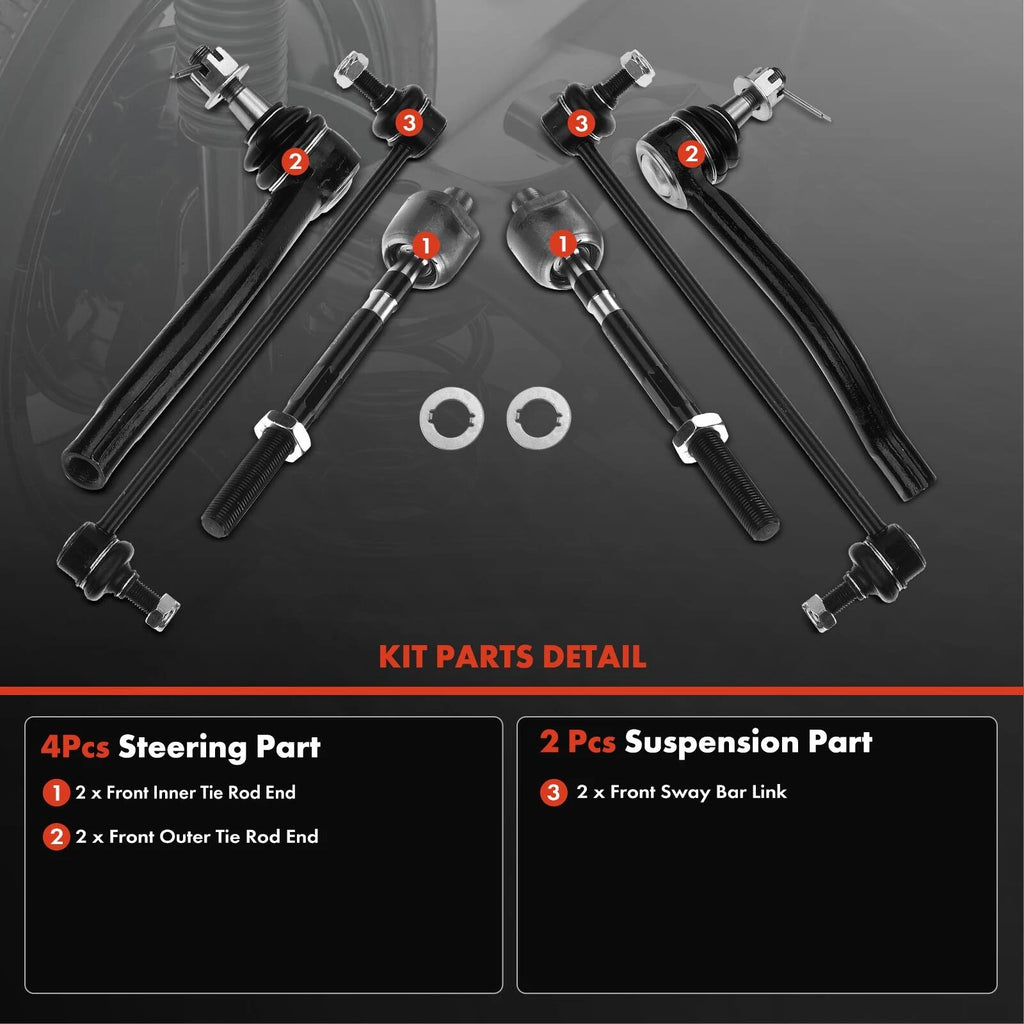 Set of 6 Front Sway Bar Link Tie Rods for Nissan Altima (2007–2013)