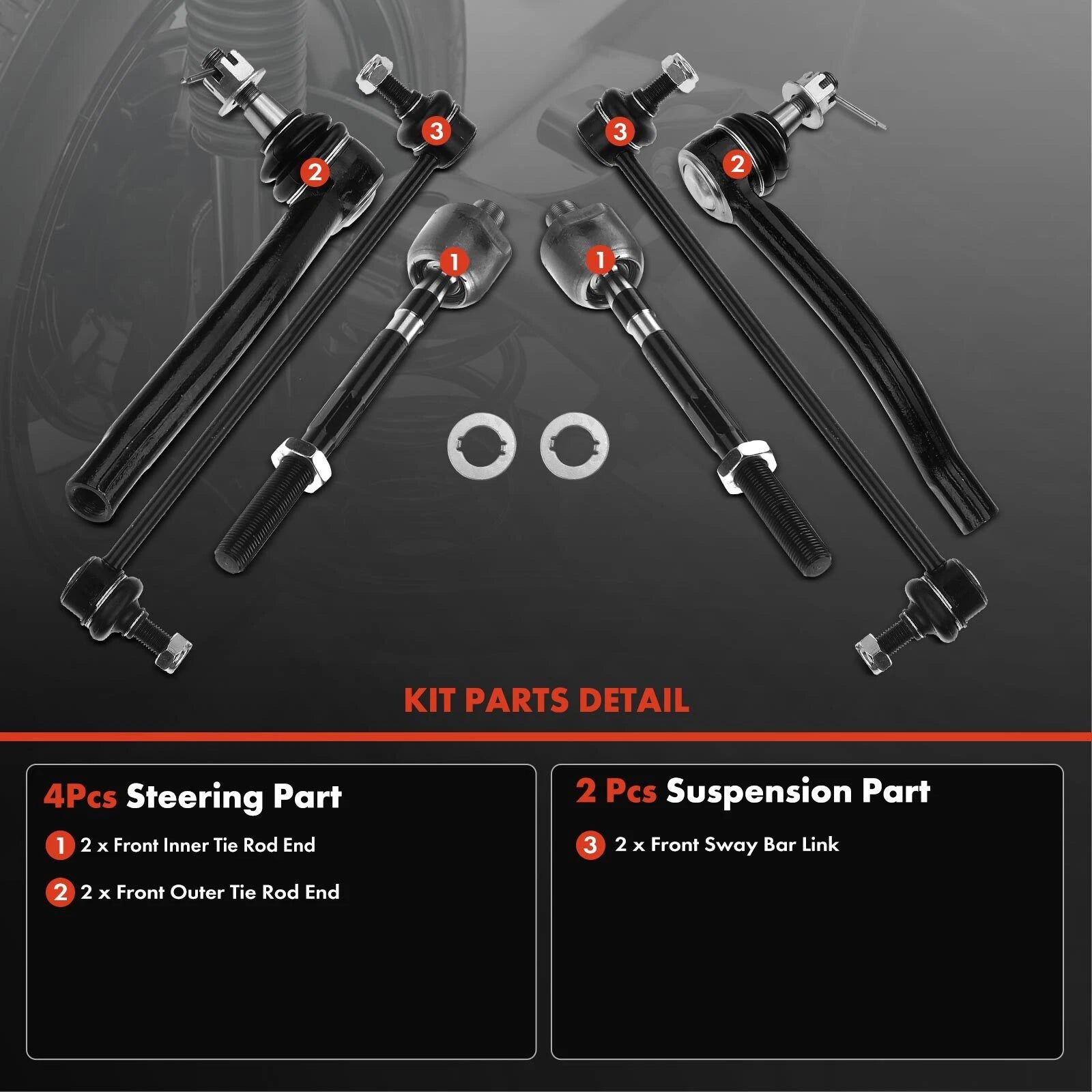 Set of 6 Front Sway Bar Link Tie Rods for Nissan Altima (2007–2013)