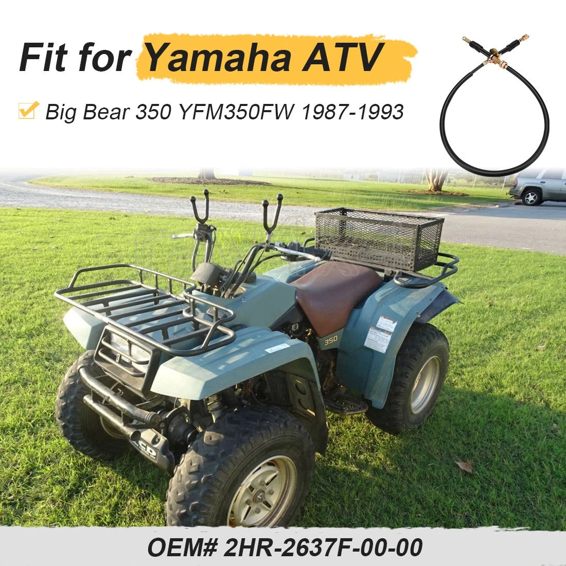 Black Metal Reverse Lever Cable 2HR-2637F-00-00 for Yamaha Big Bear 1987–1993
