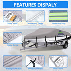 Pontoon Boat Cover Waterproof Anti-UV Heavy Duty 90" for Neverland