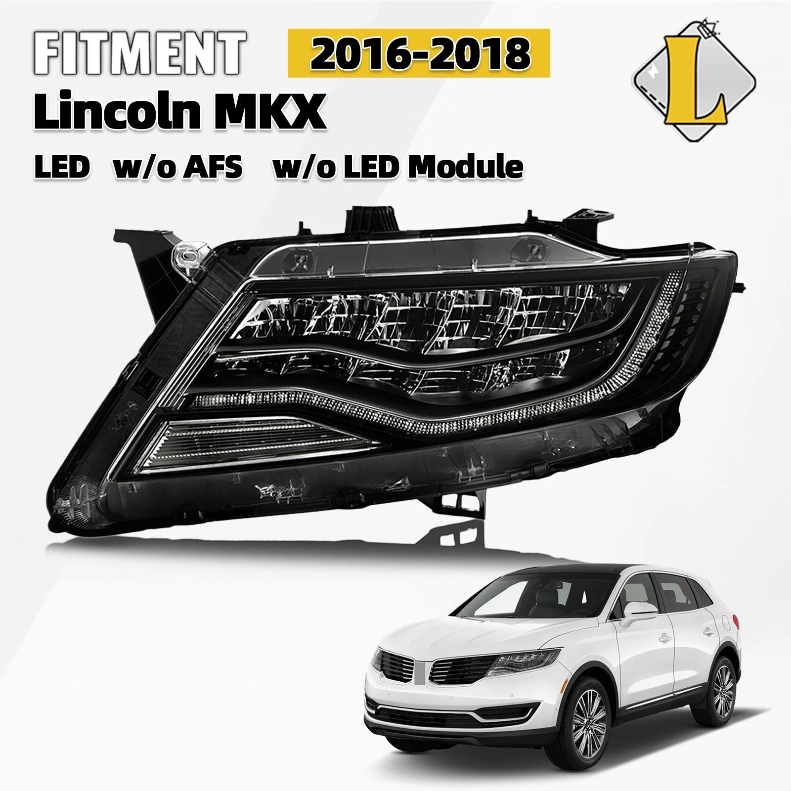 LED Headlight for Lincoln MKX (2016–2018) Left Driver Side