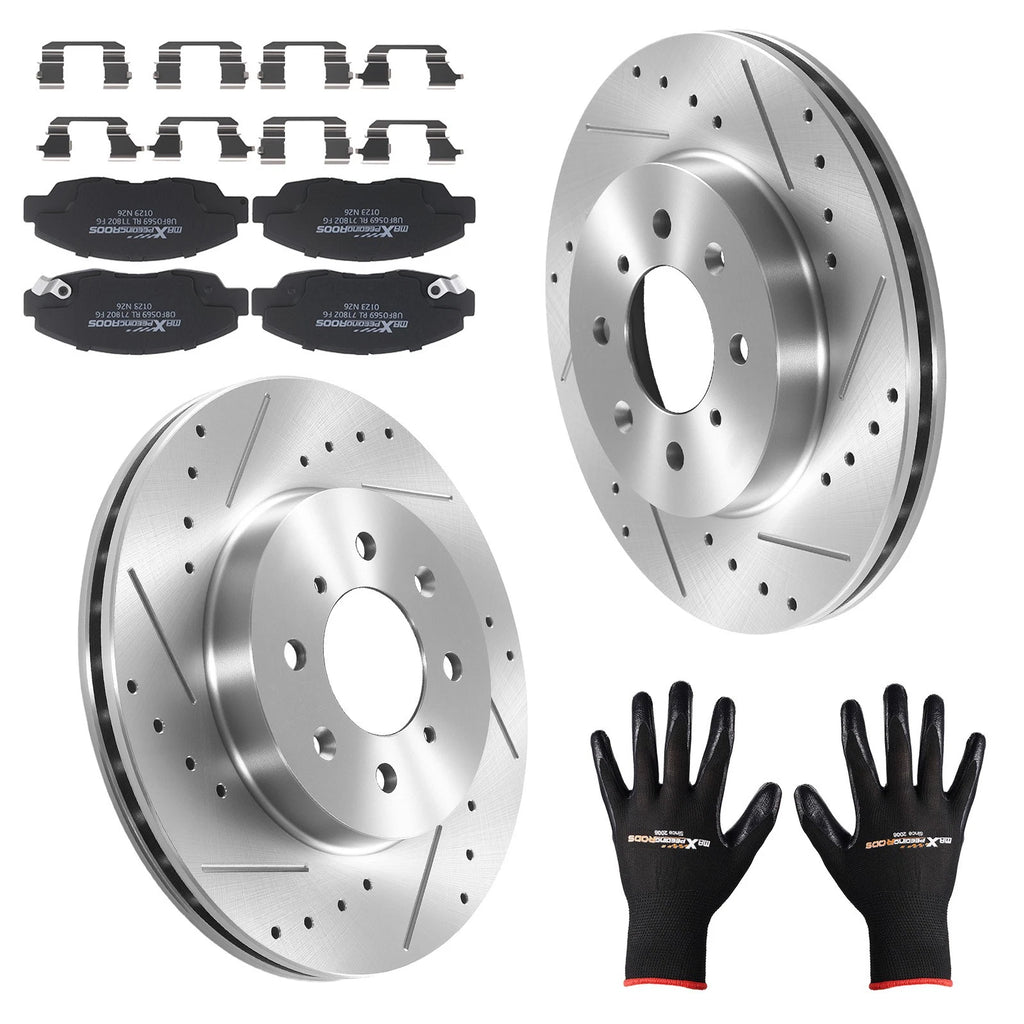 Front Brake Rotors & Ceramic Pads Kit for Acura EL (1997–2005) Honda Civic (1996–2005)