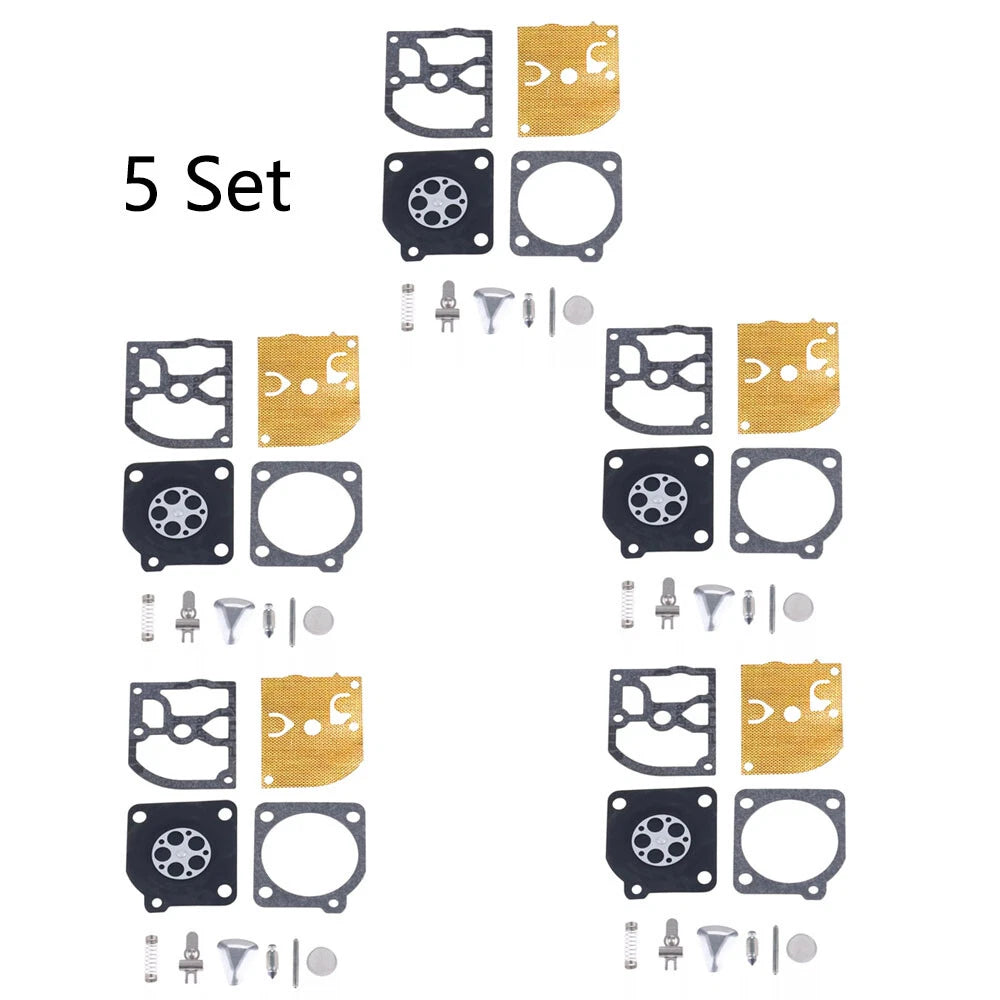 Set of 5 Carburetor Kits for Jonsered 2041 2045 2050 Zama RB-45 Husqvarna 40 45