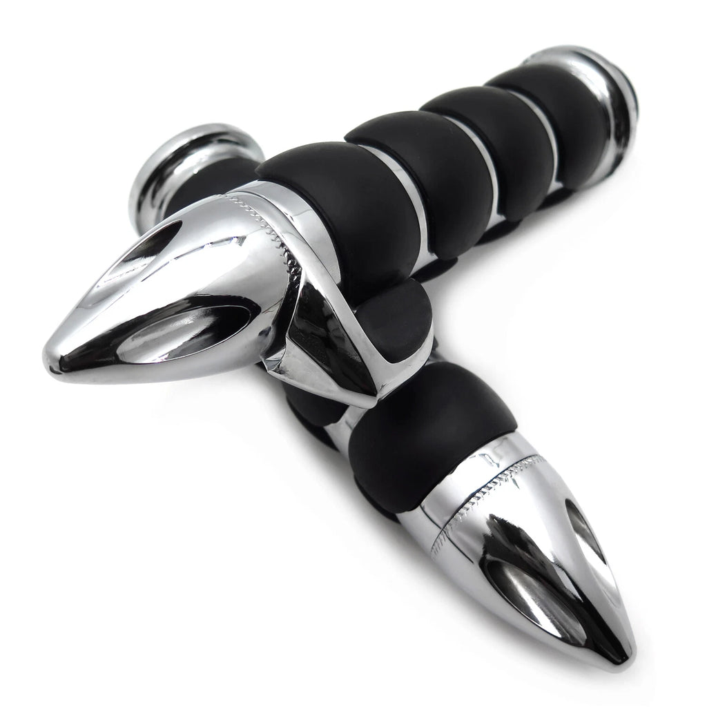 Chrome 25mm Bullet Handlebar Grip Rubber Throttle Boss for Harley Fat Boy