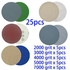 25 Pcs Hook & Loop Sanding Discs for 2000 3000 4000 5000 7000 Grit