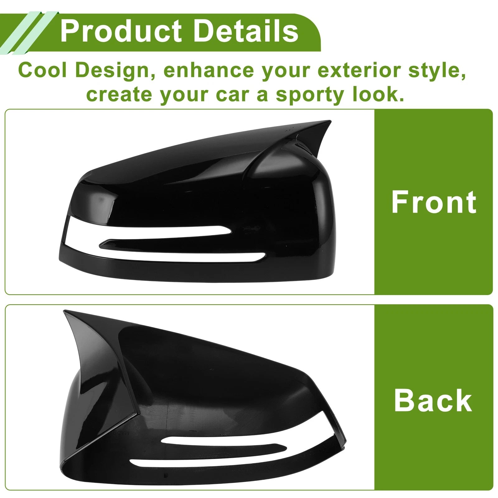 1 Pair Mirror Cover Cap for Mercedes-Benz A-Class W176 (2013–2018) Gloss Black
