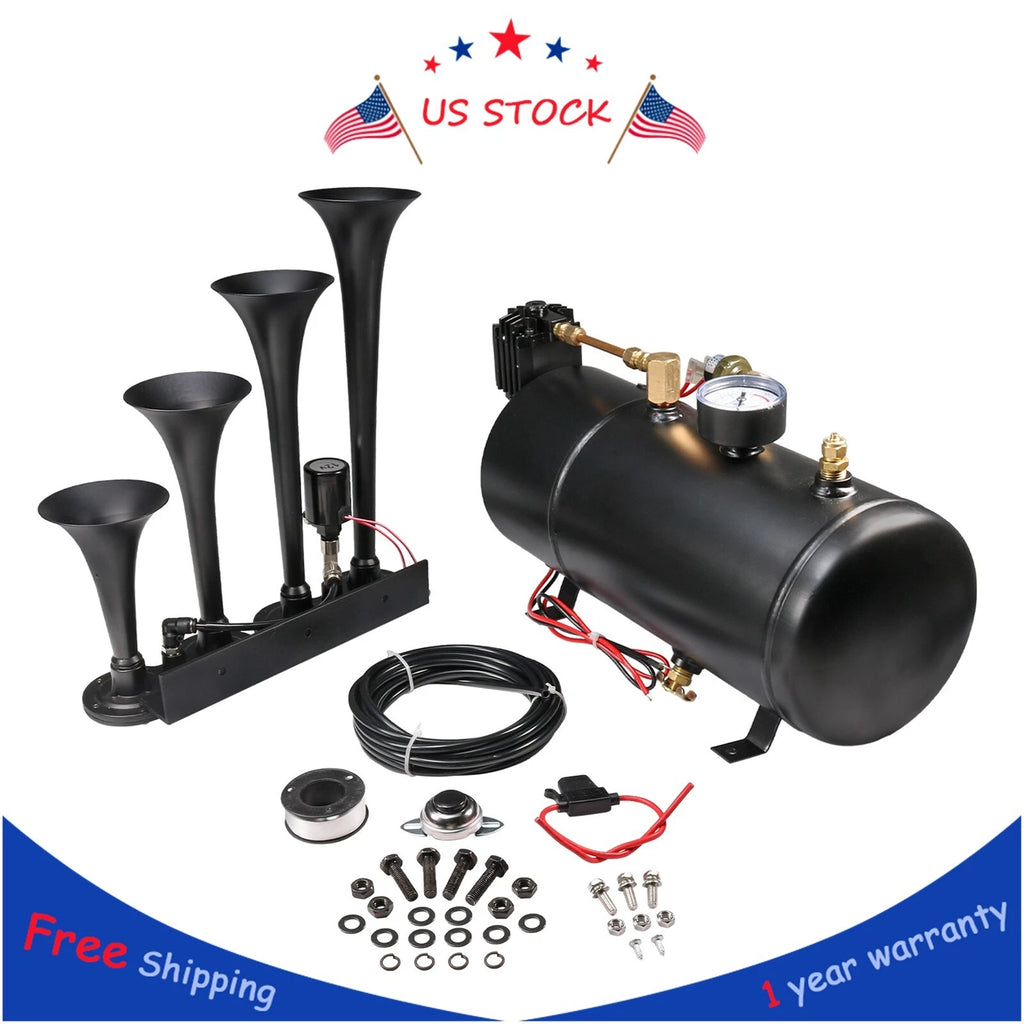 Set of 4 Trumpets Train Horns for Truck Car Pickup (150psi)