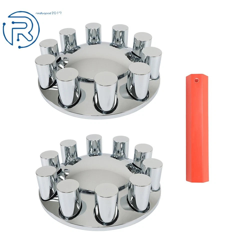 2X Axle Wheel Front Cover Hub Cap with 33mm Lug Nuts for Truck