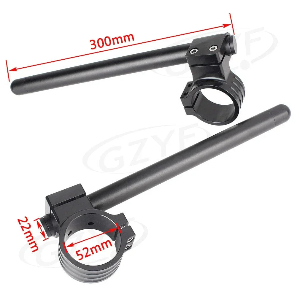 52mm Clip-On Handlebar Fork Tubes for Universal Motorcycles - 3 Colors