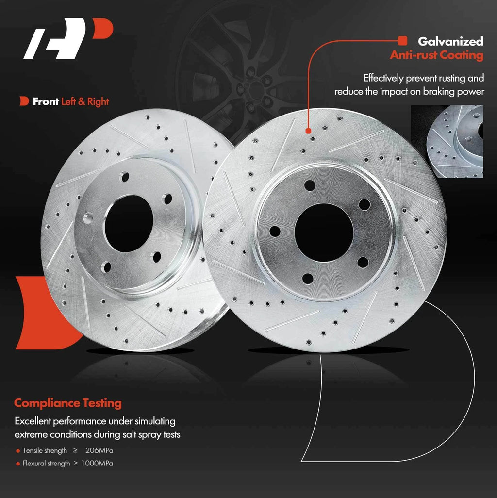 Front Drilled Brake Rotors & Ceramic Pads for Nissan Quest (2004–2009, 2011–2017)