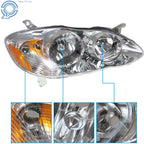Set of 2 Chrome Headlights for Toyota Corolla (2003–2008)