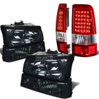 Smoke Headlight + Clear Bumper + Chrome Red LED Tail Light for Silverado (2003–2007)