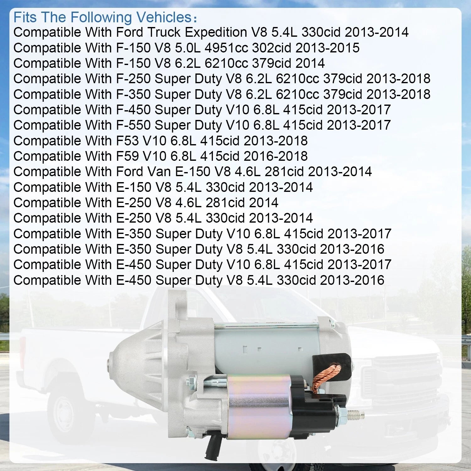 Starter for Ford F-150 (2013–2014) 5.0L V8, 6.2L V8