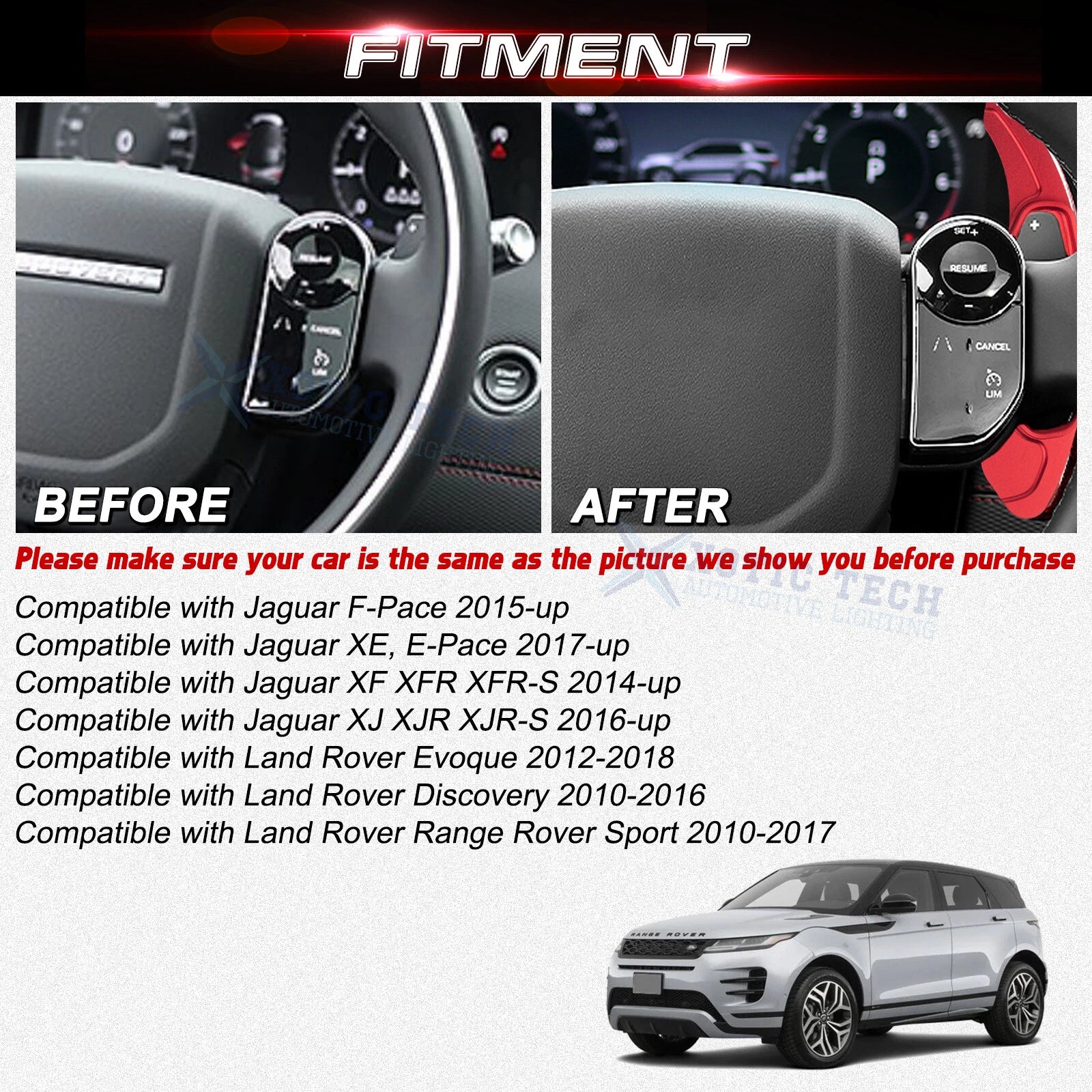 Red Aluminum Paddle Shifter Extension for Jaguar F-Pace/E-Pace/XE/XF (2016-2024)