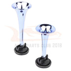 Dual Chrome Trumpet Air Horn Kit for Car Truck Boat Train