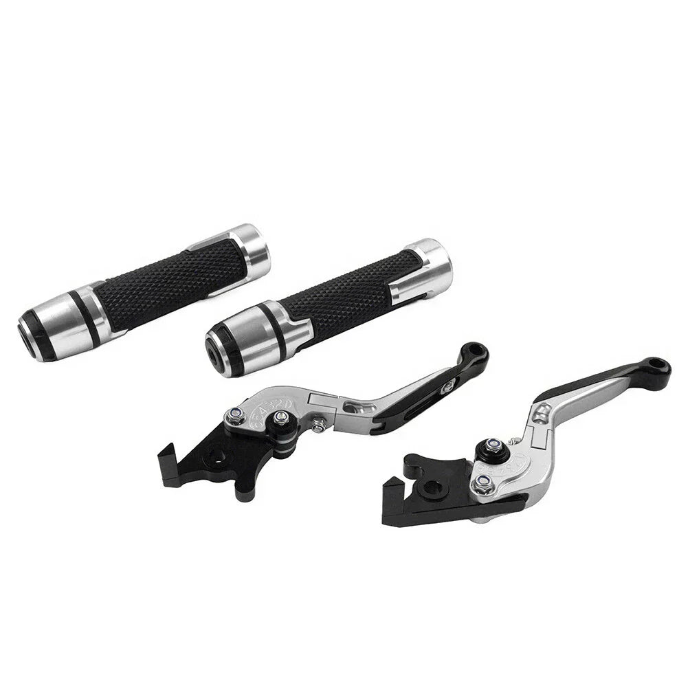 Silver Extendable Brake Clutch Levers & Handlebar Grips for Daytona 675 R