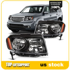 Set of 2 Headlight Assemblies for Honda Pilot (2012–2015) Black Housing