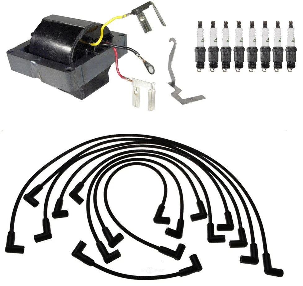 Ignition Wires & Spark Plugs Kit for GMC Chevy Pontiac Buick V8 (1 Coil, 8 Plugs)
