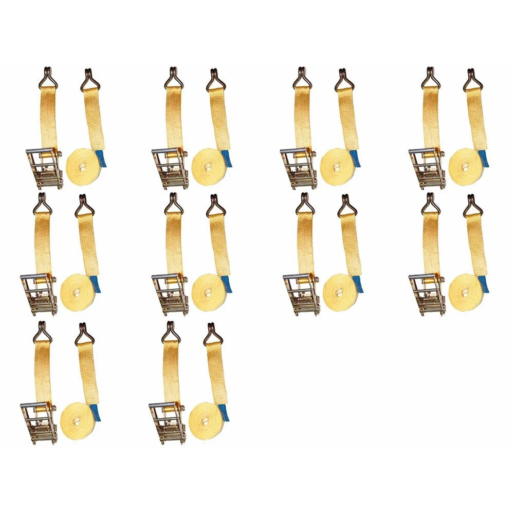 Pack of 10 Cargo Hauler Belt Crank Down Straps 2" Wide 27 ft Long