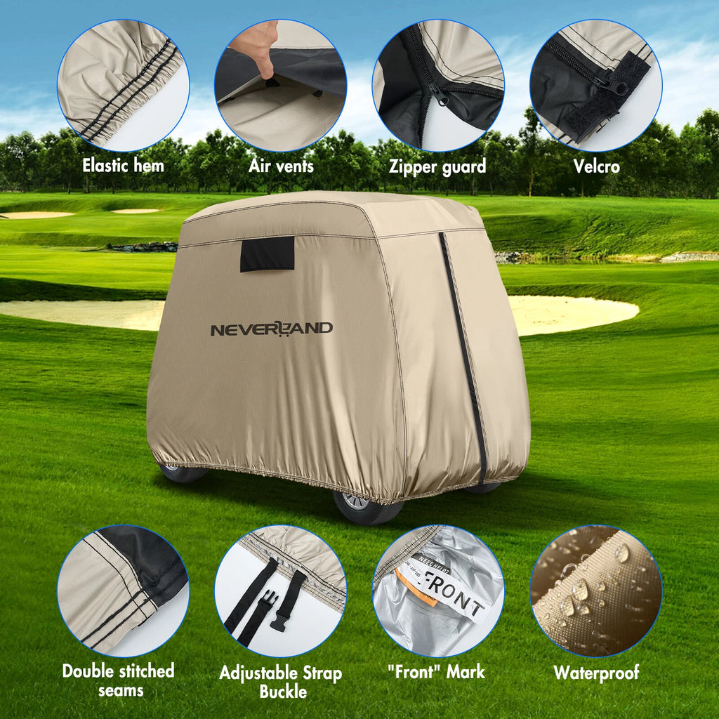 Waterproof Golf Cart Storage Cover for EZGO, Club Car, Yamaha (4 Passenger)