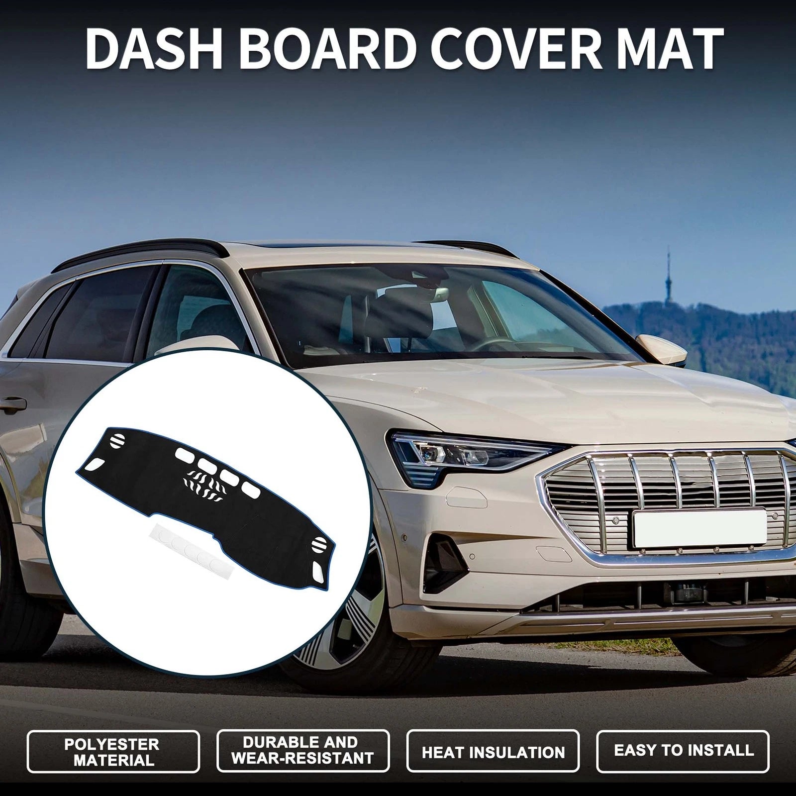 Dashboard Cover Mat for Audi A4 (2017–2020) Sun Protector Pad Black Blue