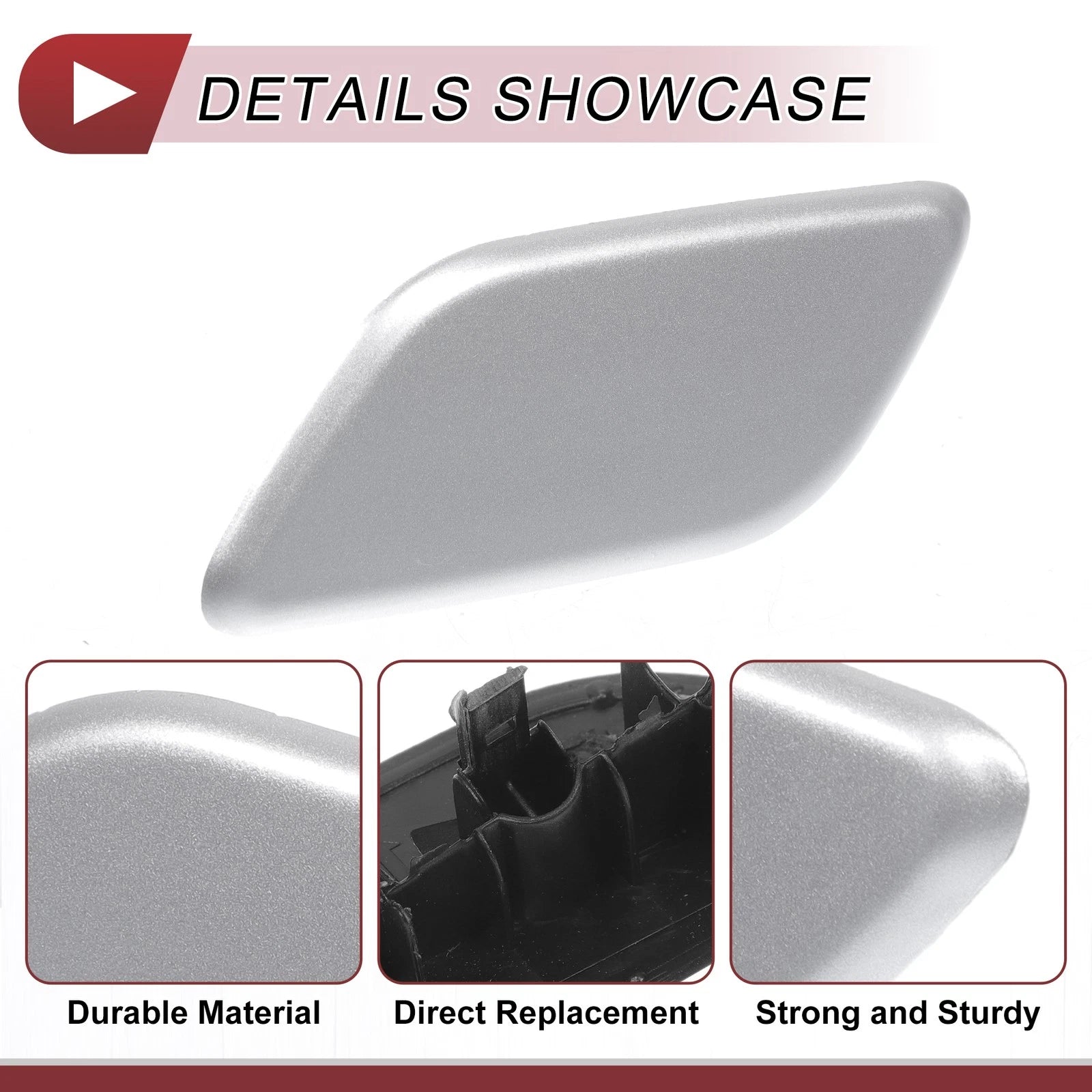 Front Left Washer Nozzle Cover Cap for Subaru Outback (2010–2018) Silver Tone