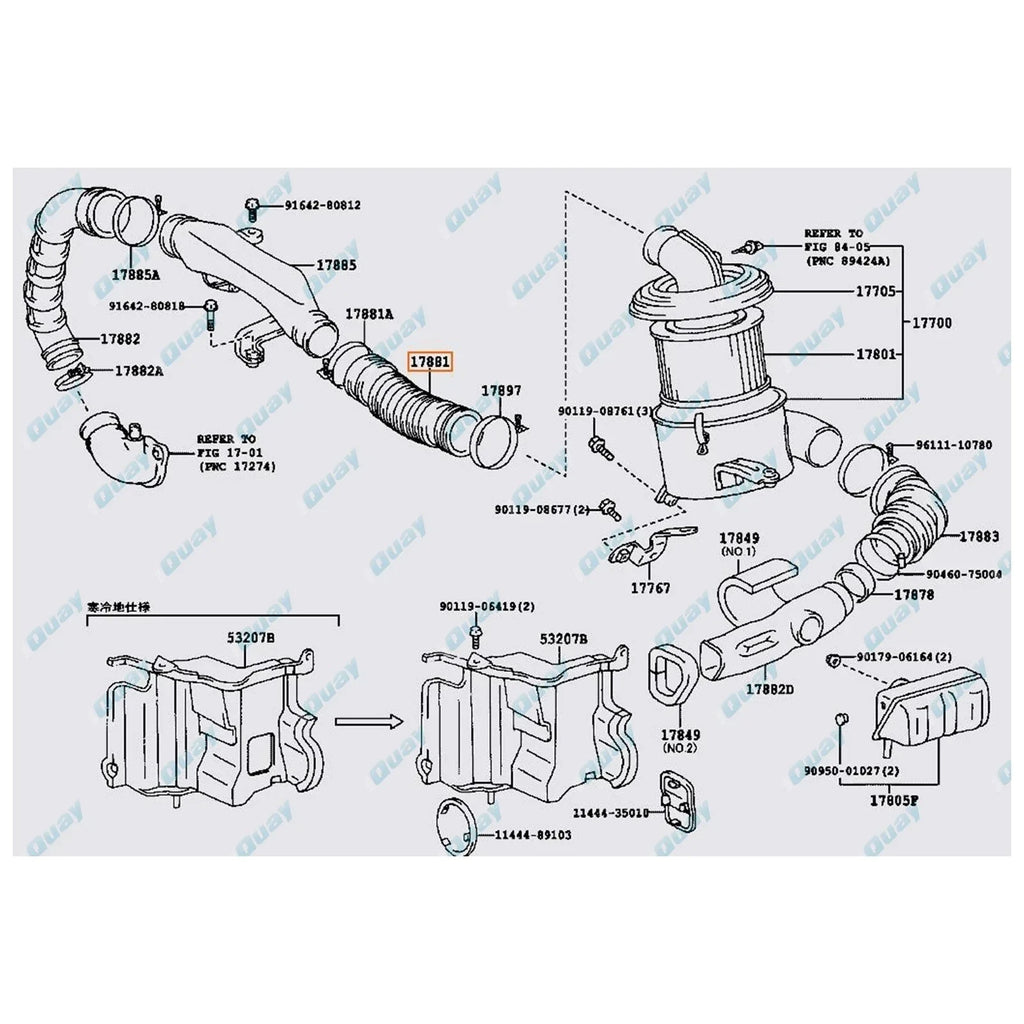 Air Cleaner Rubber Intake Hose for Toyota Hilux 4Runner Surf KZN130 (1997-2005)