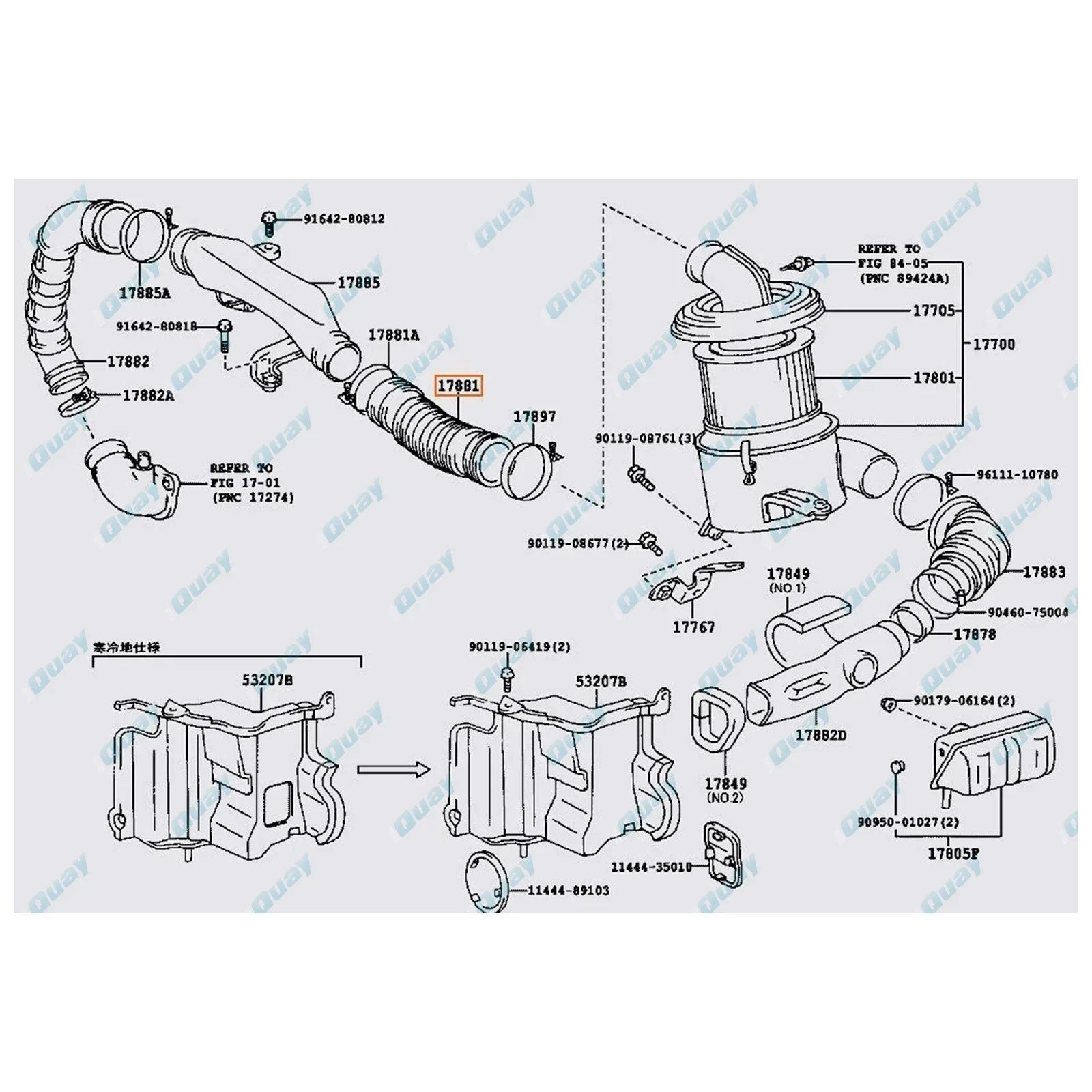 Air Cleaner Rubber Intake Hose for Toyota Hilux 4Runner Surf KZN130 (1997-2005)