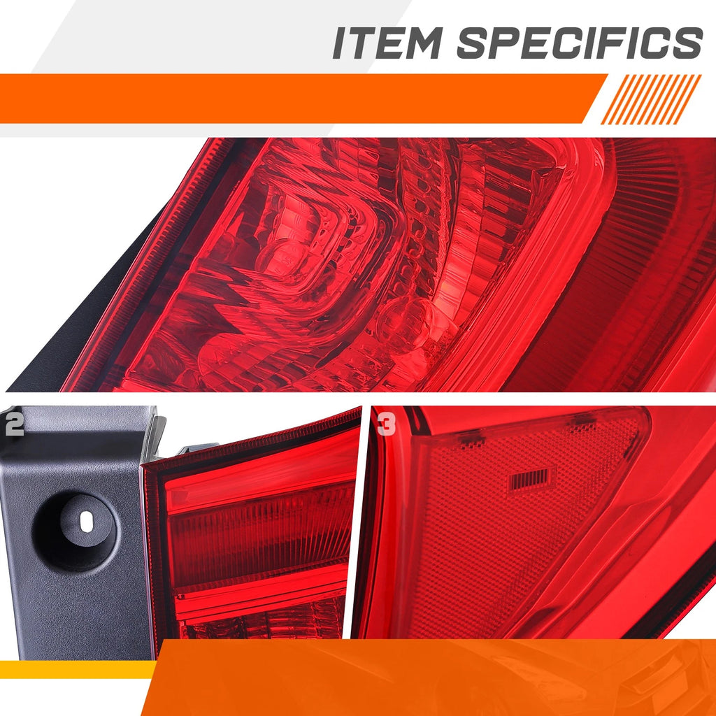 Passenger Side Chrome Red LED Tail Light Brake Lamp for Honda Pilot (2016–2018)