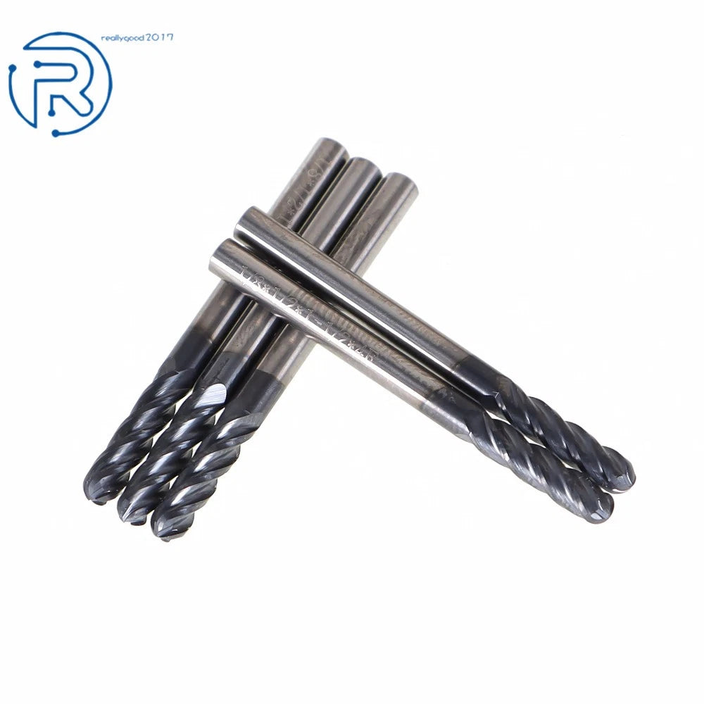 5 Pack 1/8" Ball Nose Carbide End Mill for Various Applications