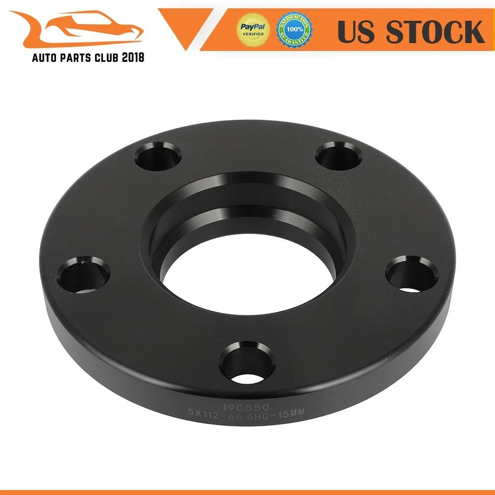 Set of 4 15mm 5x112 Hubcentric Black Wheel Spacers for Benz A-Class (W169)