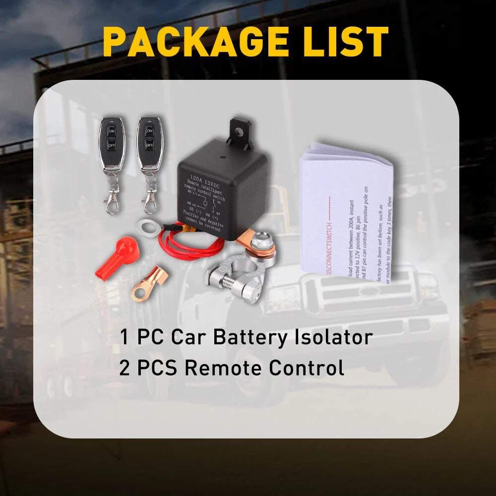 Wireless Dual Remote Car Battery Disconnect Switch for Universal Vehicles (12V)