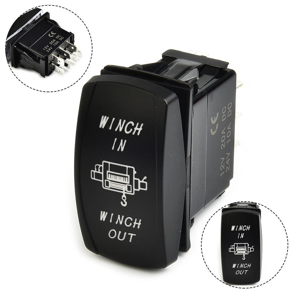 Winch IN OUT Switch for Polaris UTV Truck Boat (7 Pin, Blue LED)