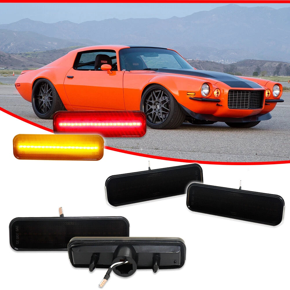 Smoked LED Side Marker Parking Lights for Chevrolet Camaro (1970–1977)