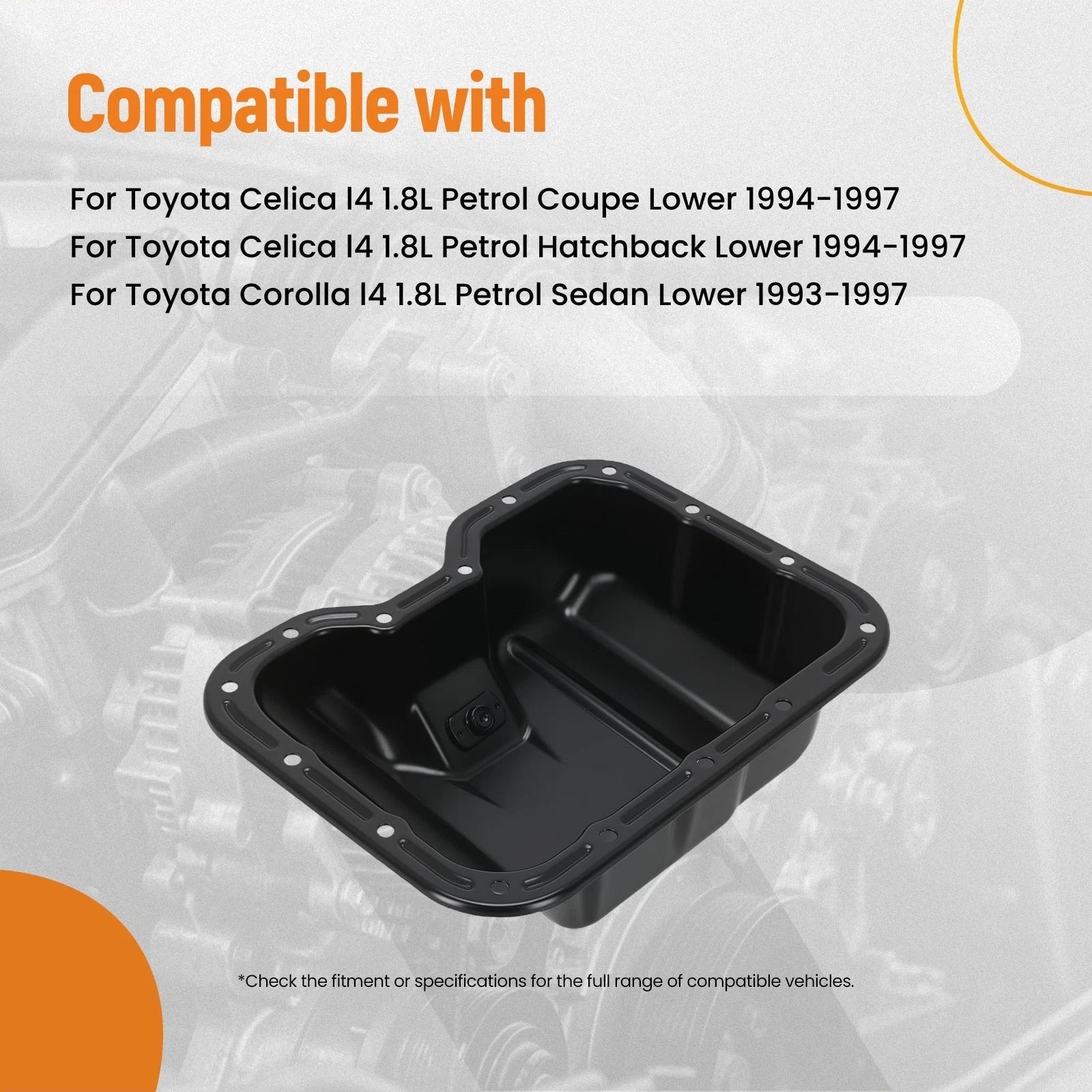 Oil Pan Assembly for Toyota Celica Corolla 1.8L (1993–1997) Steel Lower