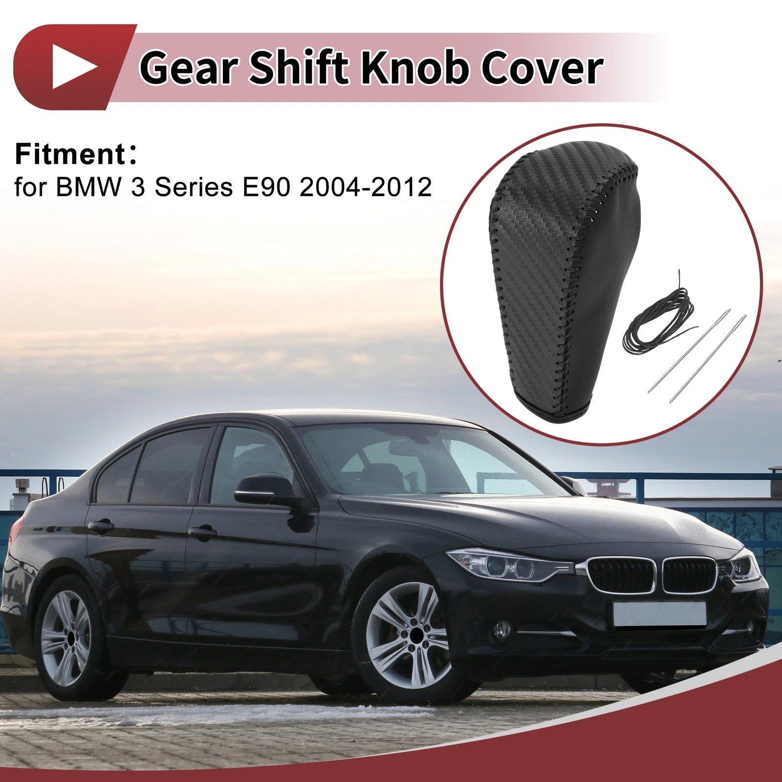 1 Pc Gear Shift Knob Cover for BMW 3 Series E90 (2004–2012) Black