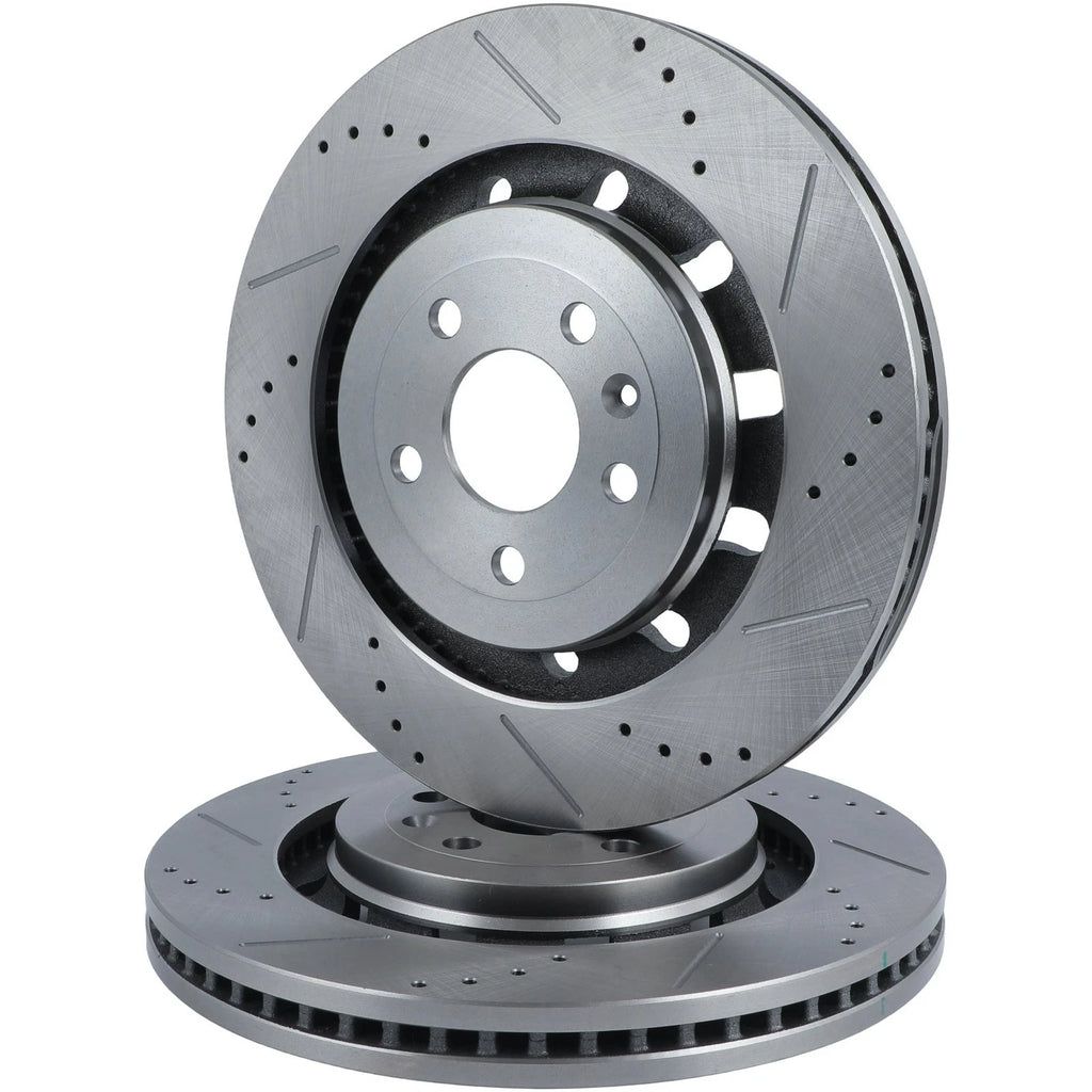 Front Drilled Slotted Brake Rotors for Ford Flex (2013–2016), Lincoln MKS MKT