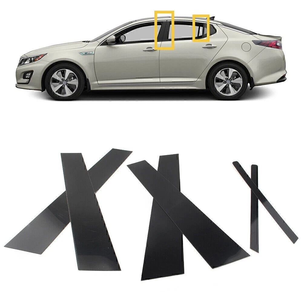 Set of 6 Door Trim Pillar Posts Cover Kit for KIA Optima (2011–2015) Gloss Black
