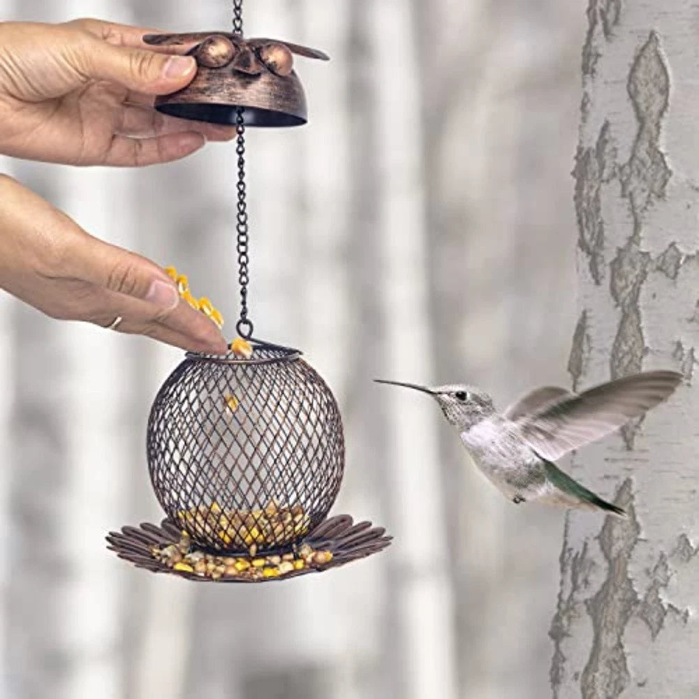 2X Charming Owl Design Bird Feeder with Large Capacity for Outdoor Spaces