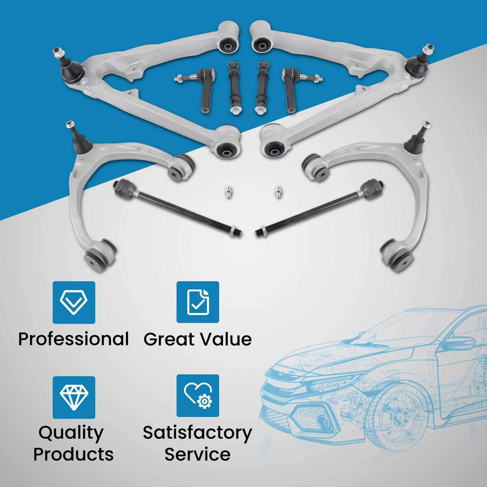 10x Upper Lower Control Arm Sway Bar Tie Rod for Silverado Sierra 1500 (2014–2016)