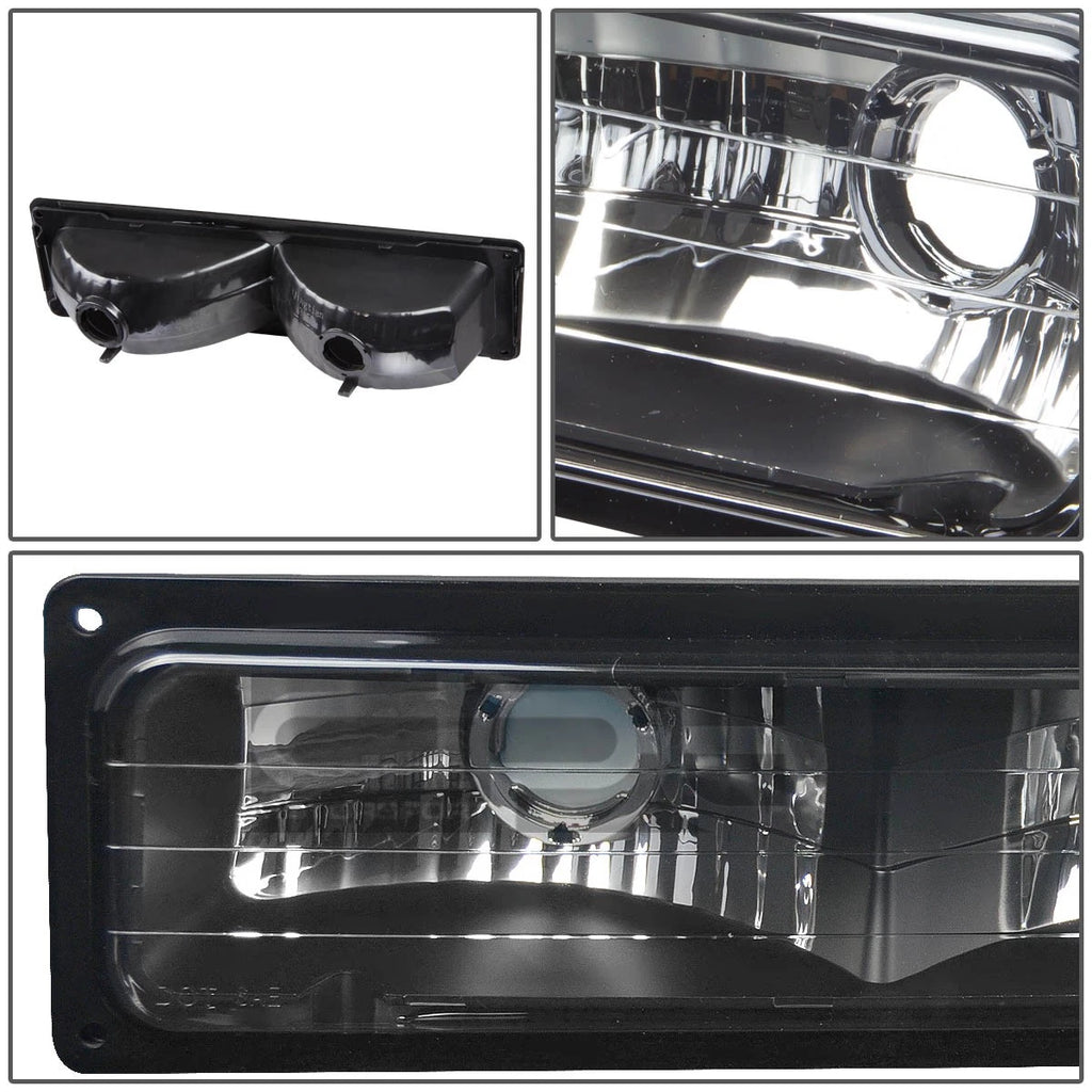Black Crystal Bumper Lights for Chevy C10 C/K C1500/C2500/C3500 (1988–1998)