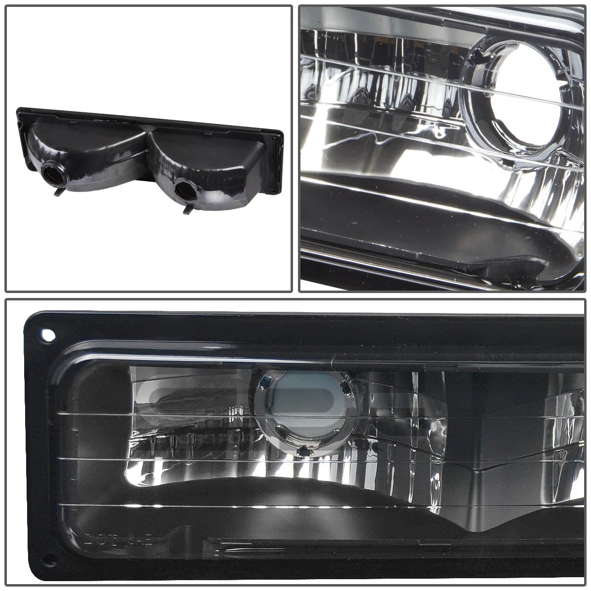 Black Crystal Bumper Lights for Chevy C10 C/K C1500/C2500/C3500 (1988–1998)
