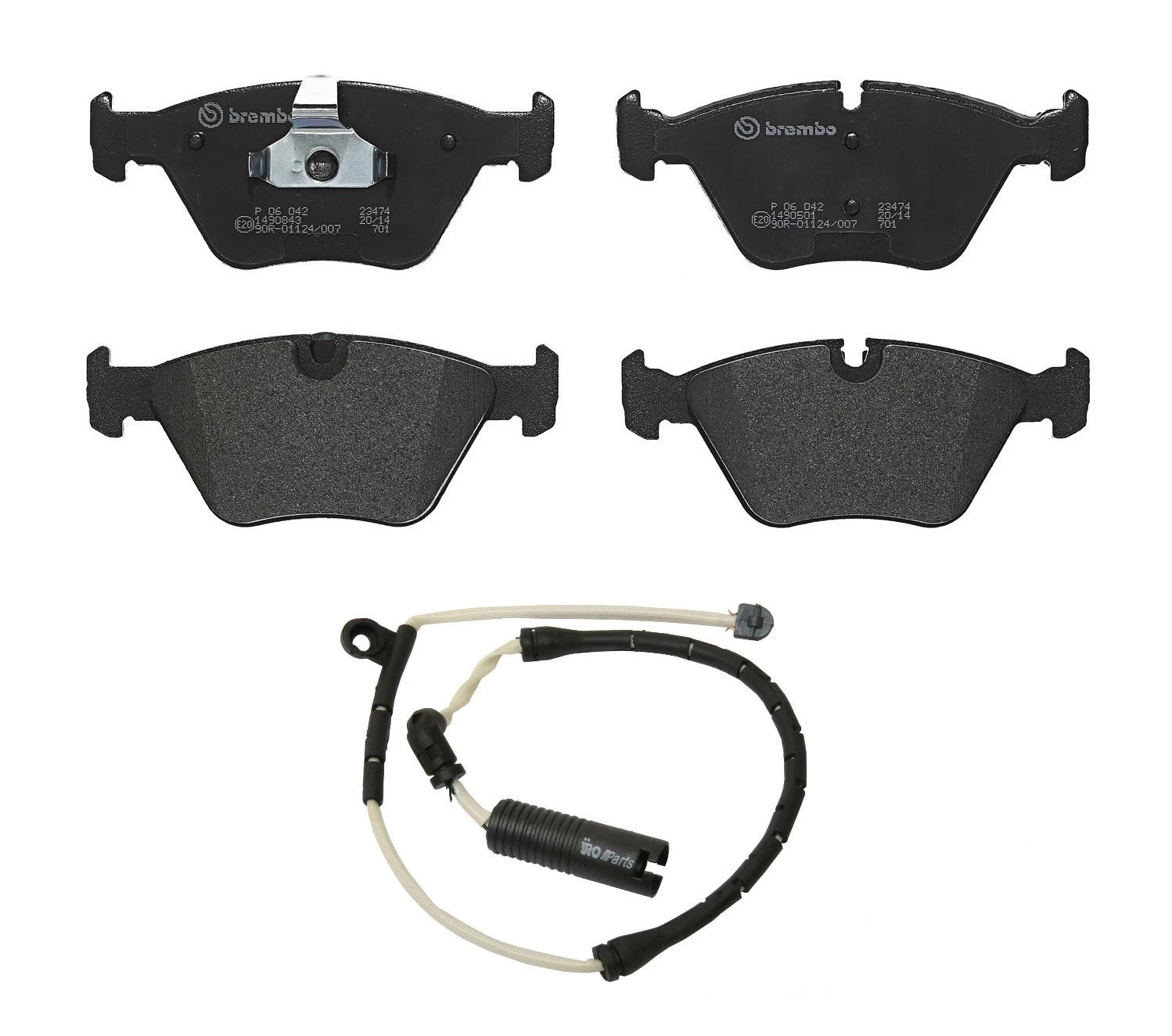 Set of 4 Brembo Front Disc Brake Pads with Wear Sensor for BMW E86 Z4 M (2006–2008)
