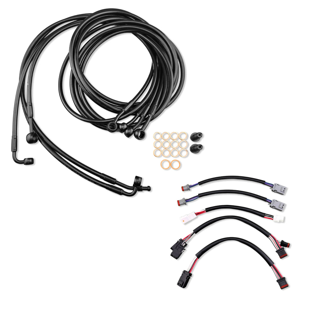 14" Black Extended Stainless Brake Line for Harley Touring (2017–2020)