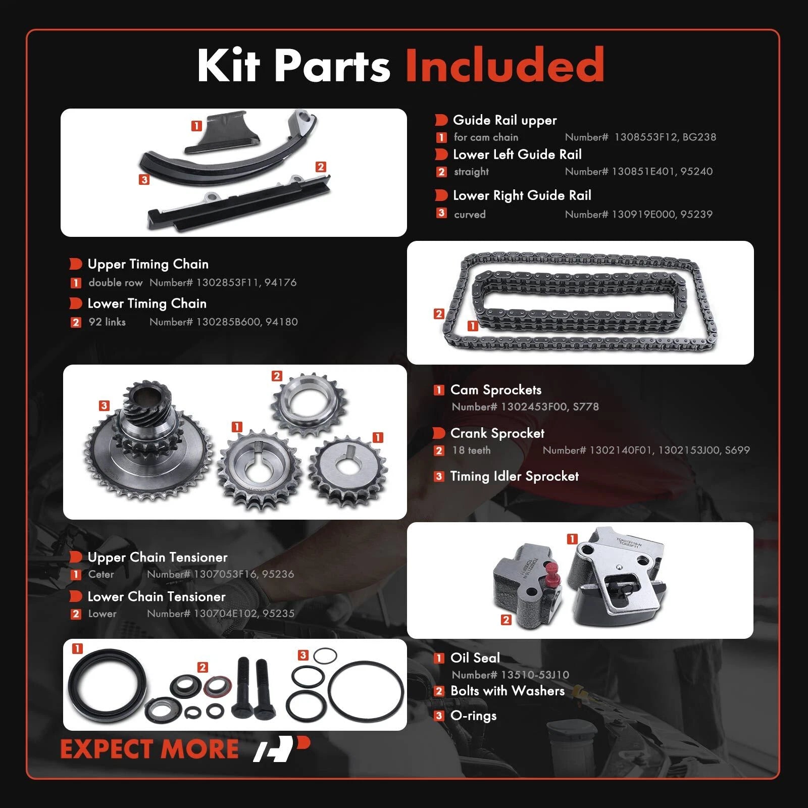 14x Timing Chain Kit for Nissan 240SX (1991–1998)