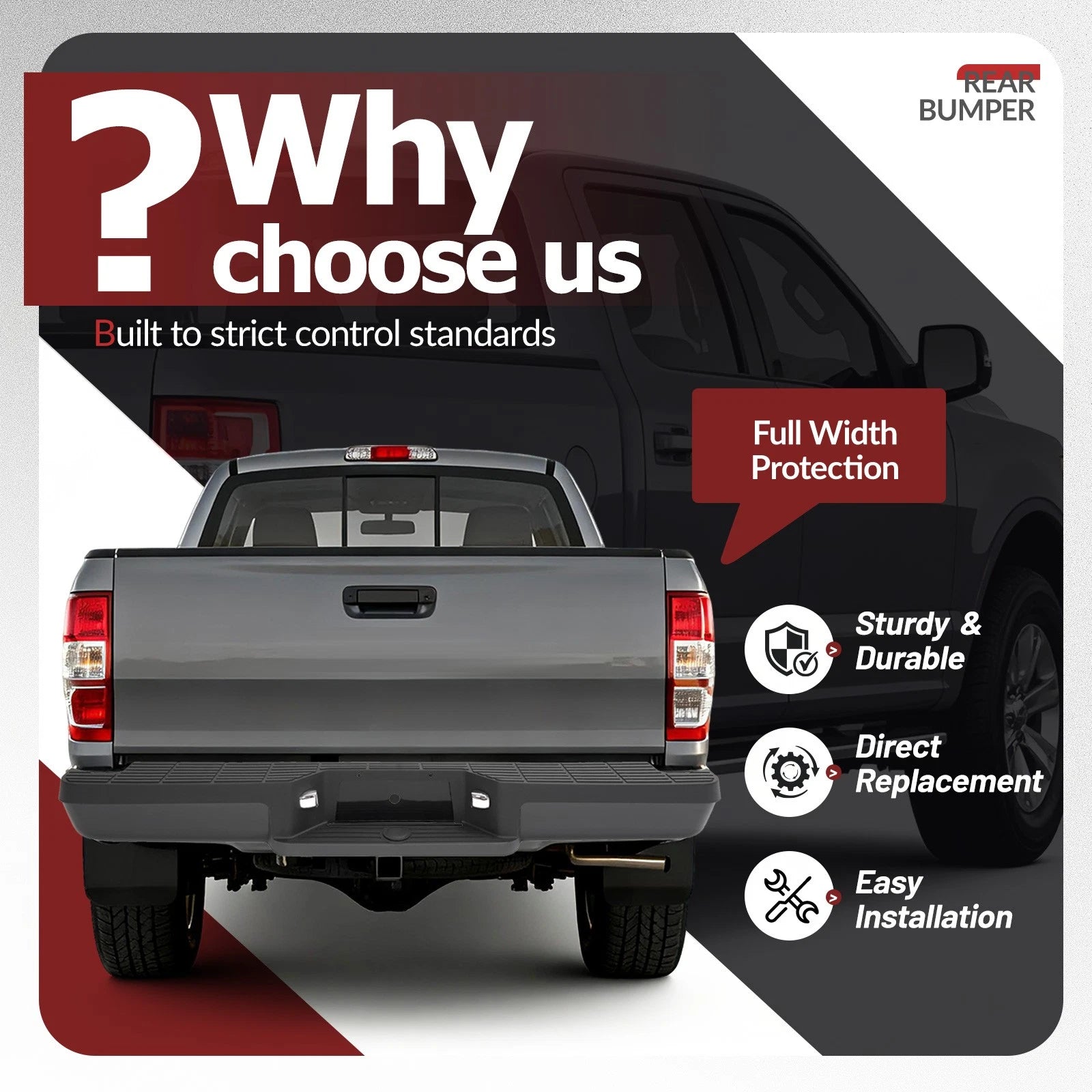 Rear Step Bumper Assembly for Ford Ranger (1993–2011)