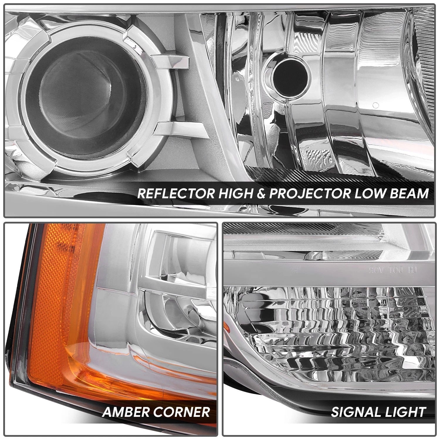 Chrome Projector Headlight Lamp for Ford Expedition (2015–2017) - Right