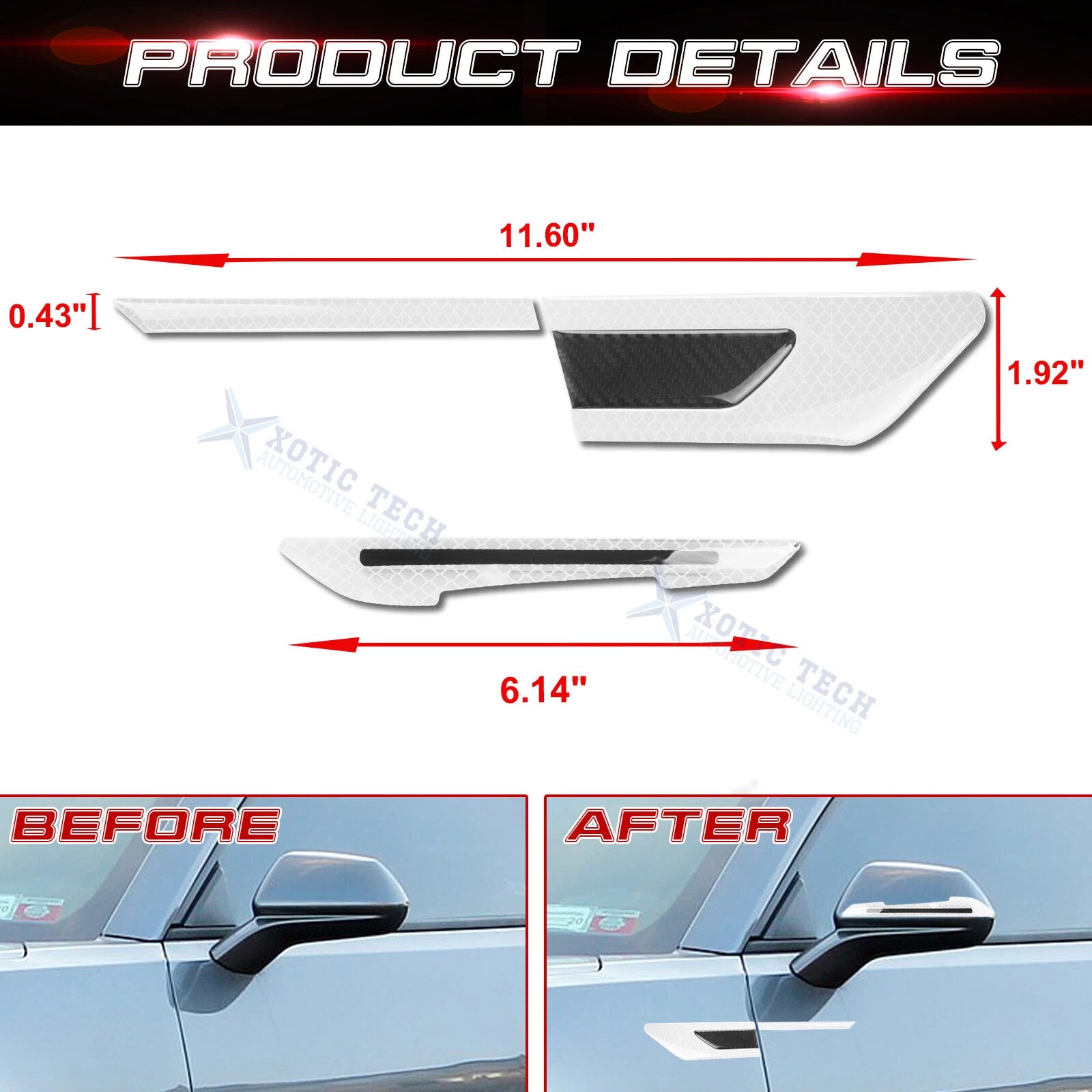 Reflective Rear View Mirror Side Door Strip Warning Stickers Universal (-)